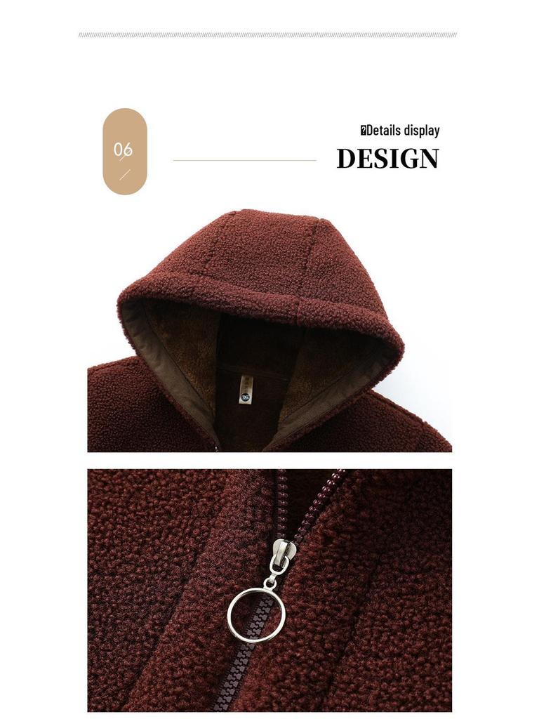 2025 Hooded Mid-Length Woolen Winter Jacket for Women with Plus Size and Thick Velvet Lining