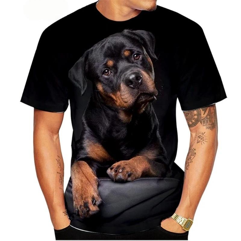Cute Pet Dog Summer Men's T-Shirt 3D Rottweiler Fashion Print