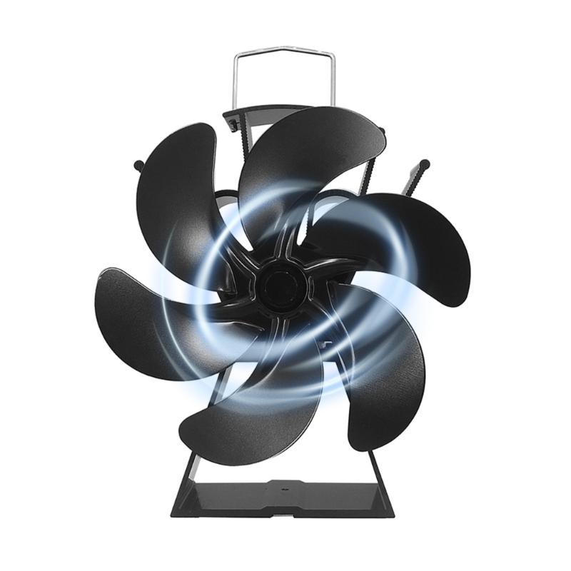 6 Blade Fireplace Heat Distribution Stove Fan Log Stove Thermal Power Quiet
