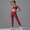 New Seamless Knitted Solid Color Sexy Back Tight Fashion Back V-waist Yoga Suit Running Fitness Set