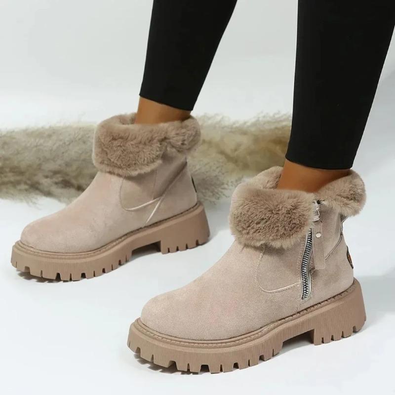 Thick plush snow boots for women, anti slip winter boots for women, warm cotton padded shoes, platform ankle boots, 2025