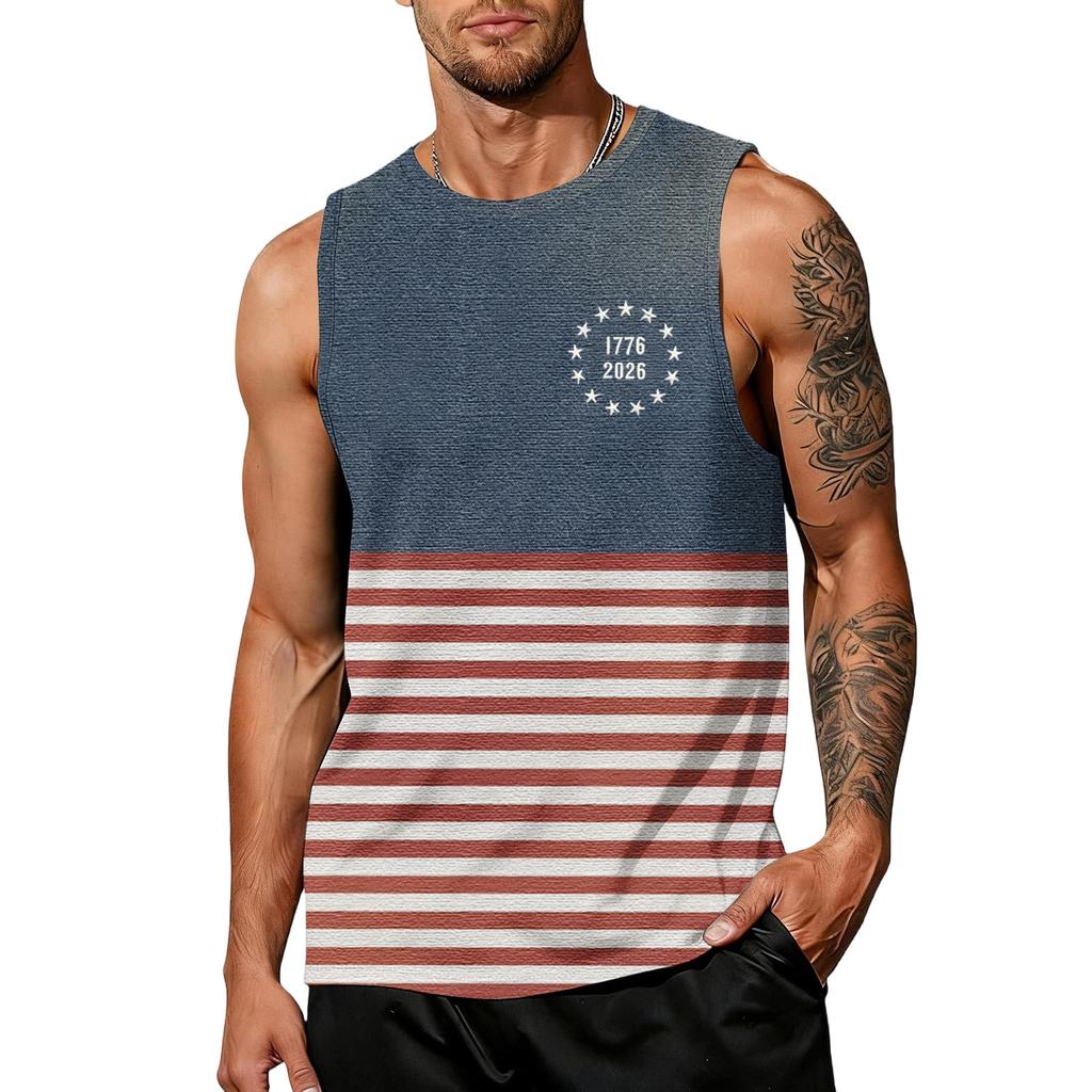 Uomo 4 Luglio Camicie USA Muscolo Senza Maniche Magliette Patriottiche