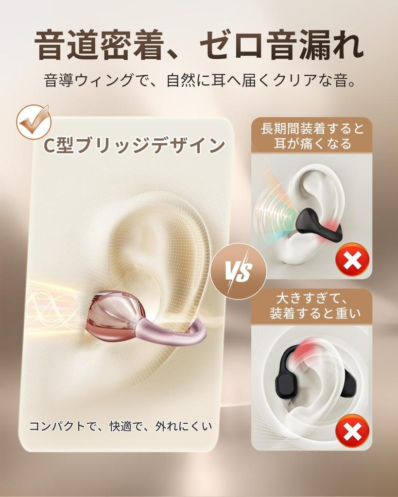 King Lucky Ear Cuff Wireless Bluetooth Silver Wing IPX5 ENC Noise 45 Hours of Battery Compatible with and Workouts Open-Ear Earphones, 5.4, Design,