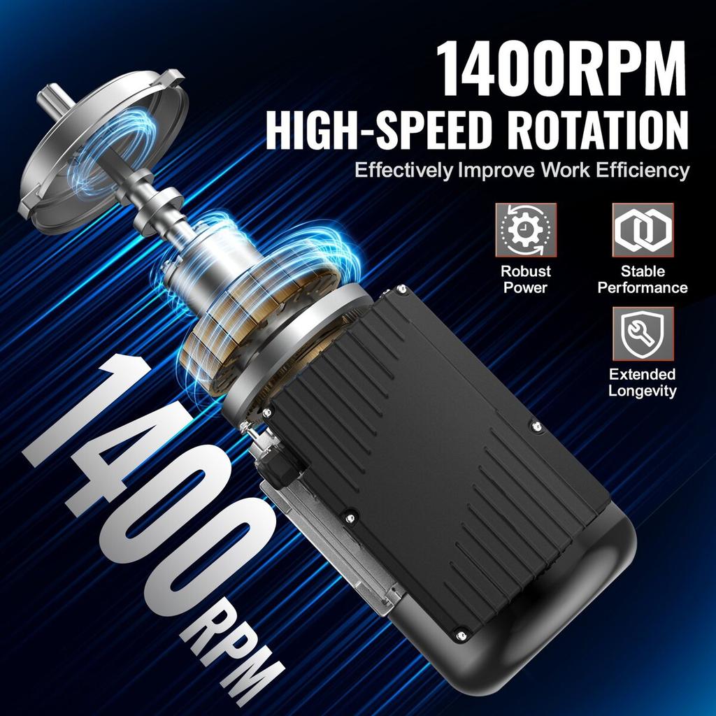 0.75KW Electric Motor 1400RPM AC 220~240V 5.45A 1-Phase 19mm Keyed Shaft