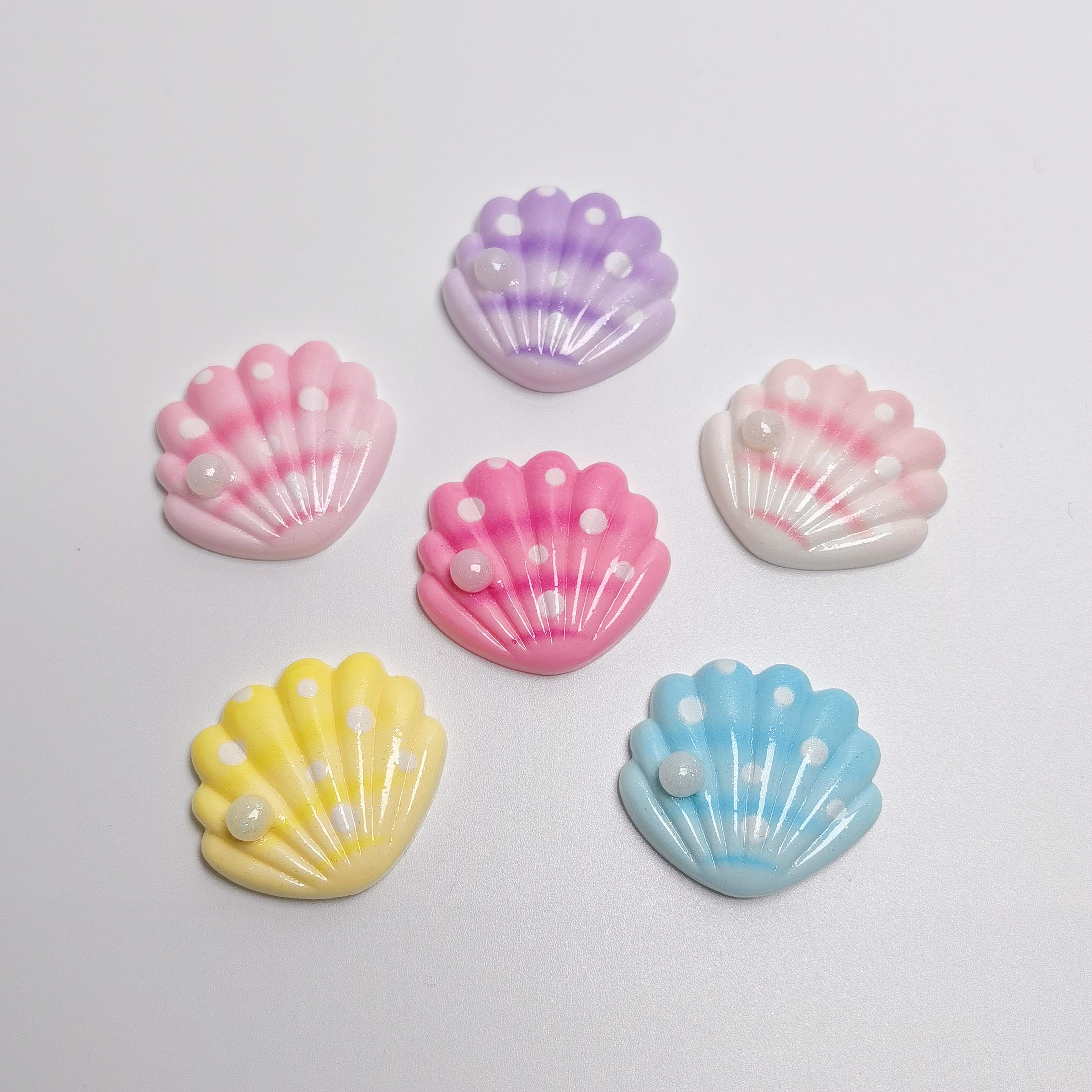 100pcs Kawaii Shells Resin Cabochon Flatback Embellishment DIY Accessories Scrapbooking Craft Decoration Slime Charms 27*25mm-100pcs/bag