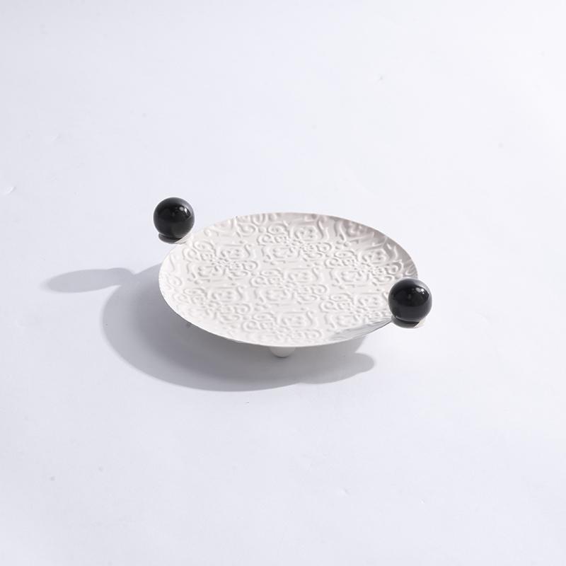 Black and White Square Round Tray