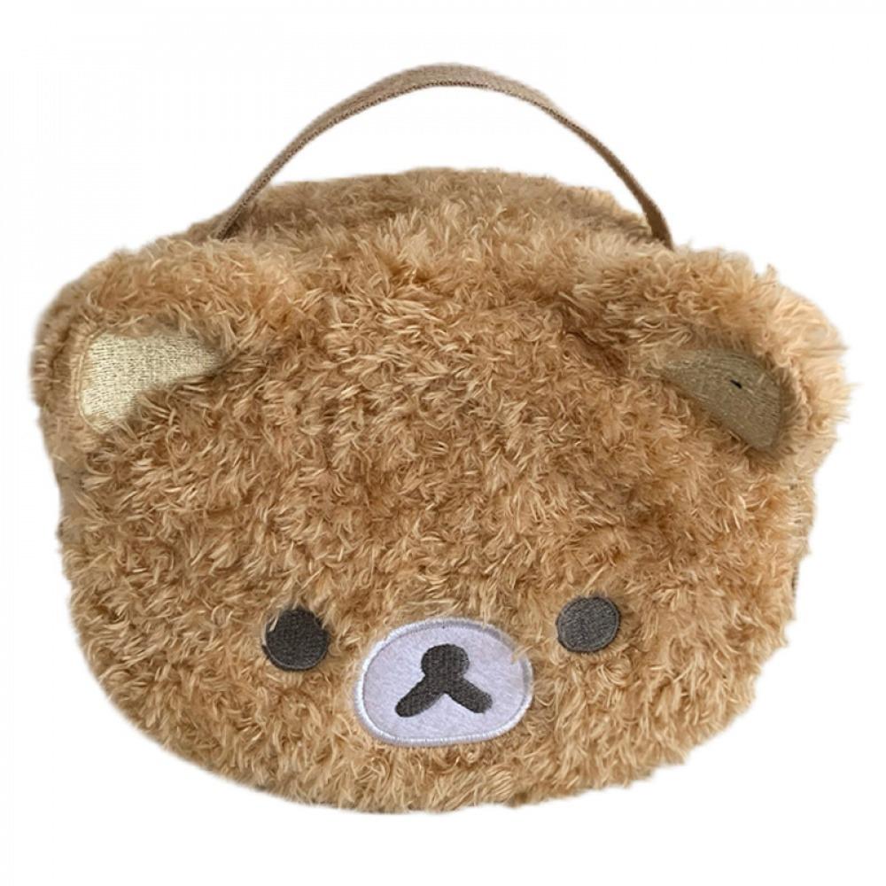 QR Portable Travel Embroidered 3D Carto Plush Cute Bear Makeup Bag Storage Pouch
