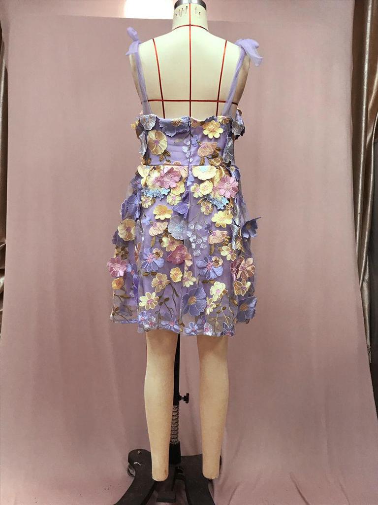 2025 Women's Fashion Floral Embroidered Sexy Suspender Dress