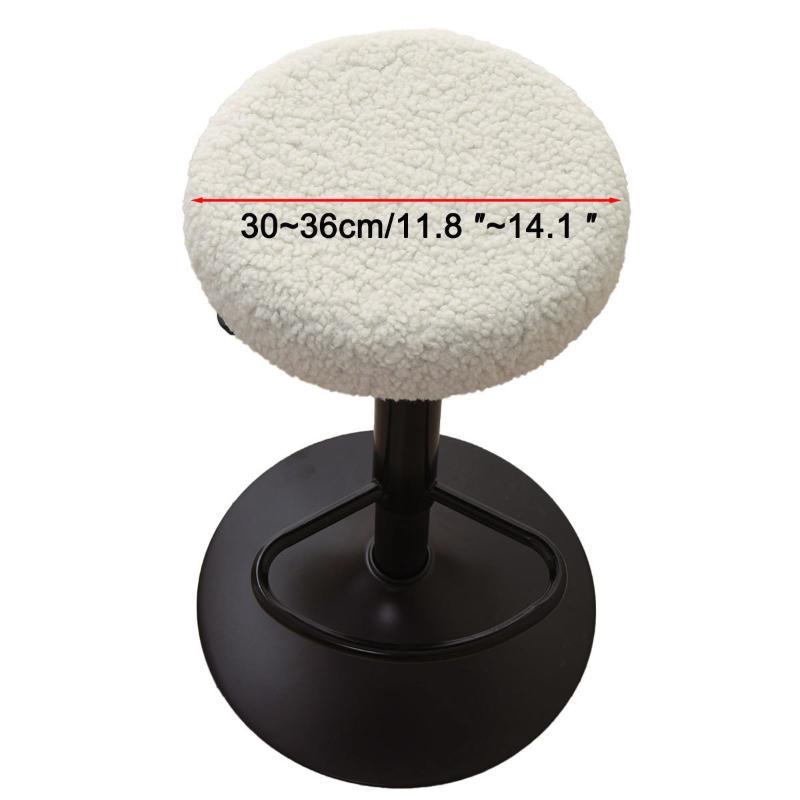 Non-slip Fleece Round Swivel Stool Cover Stretch Washable Bar Chair Protector for Home Coffee Shop Pub Counter Seats