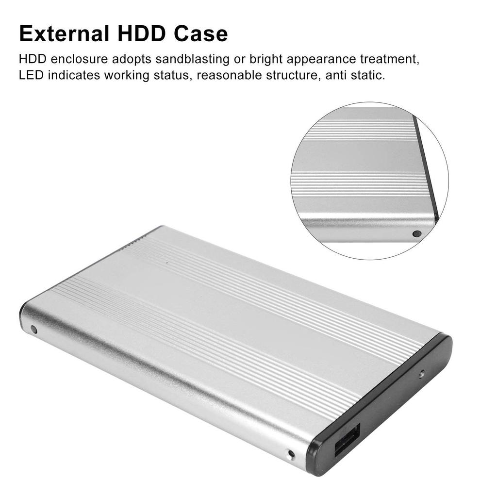 Enclosure 2.5in 5Gbps 2TB Capacity Anti Static Hard Drive Case with USB3.0 Interface for Dows for OS X for (Not Include Hard Disk)