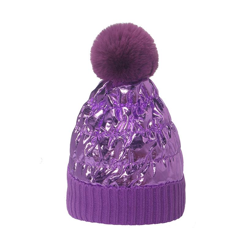 2025 Autumn and Winter New Warm Hat Fleece Thickened Winter Hat Colored Metal Laser Hairball Knitted Hat Women