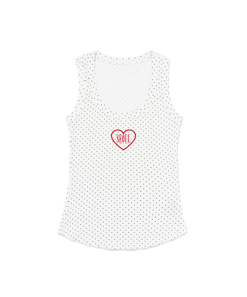 SEOUL APPAREL Canotta con Logo a Cuore e Pois (bianca)