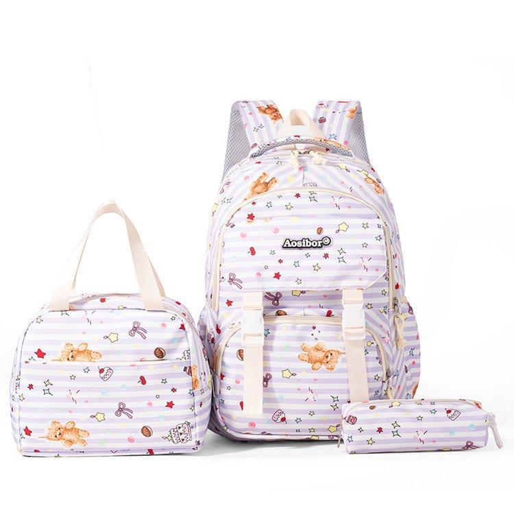 Three-piece Backpack Student Schoolbag Junior High School Women's Large-capacity Backpack