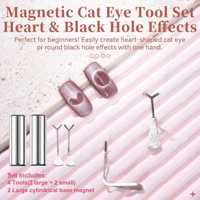 Cat Eye Nail Magnets Heart Shaped Cat Eye Gel Polish Magnets Y-Shaped Guide Cat Eye Nail DIY Design Magnetic Tools for Salon and Home