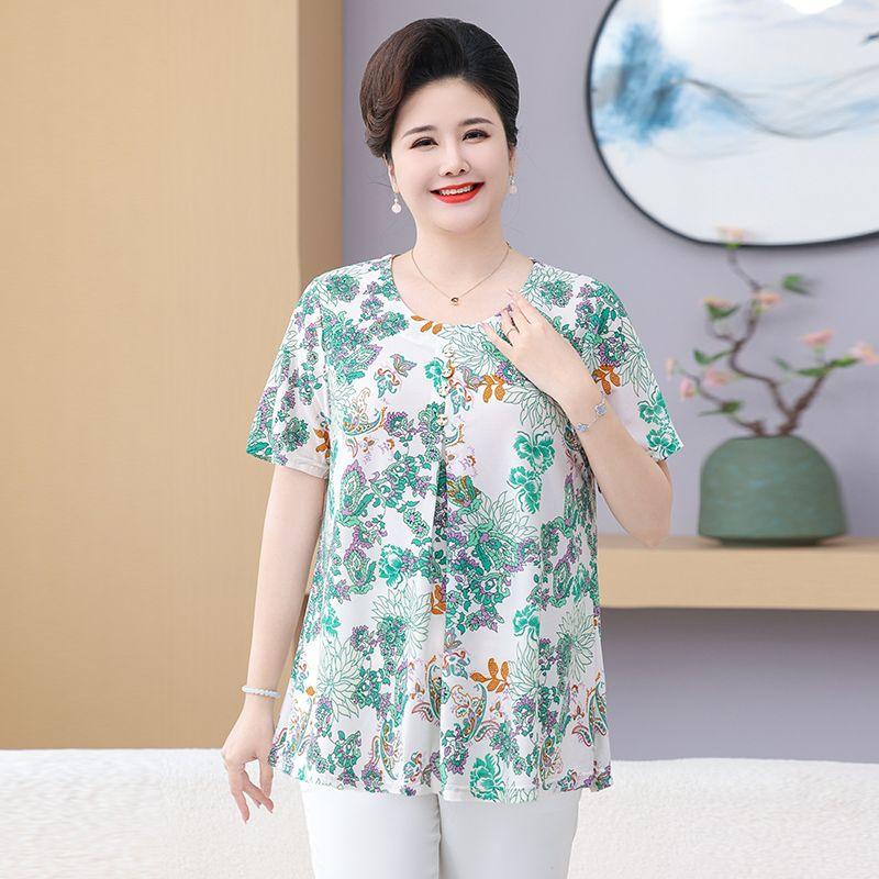 

Летняя женская блузка с принтом, свободная футболка с коротким рукавом, круглый вырез, блузка больших размеров 3XL-8XL 8XL