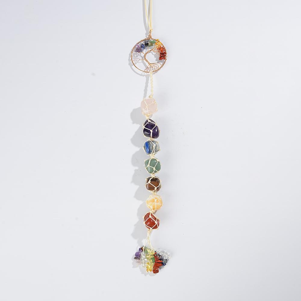 

Tree of Life 7 Chakra Stone Dream Catcher Healing Crystal Gift, Room Decoration for Women Hanging Curtains Car Room Decor
