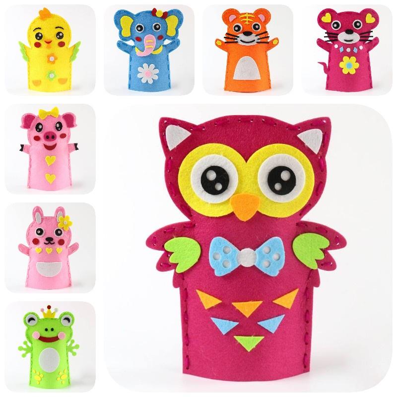 Children's Diy Craft Kit Non-woven Fabric Cartoon Animal Hand Puppets Kindergarten Handicraft Toy Set Characters)