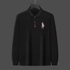 Embroidered Men's Polo Shirt Solid Color Autumn New Lapel Middle-Aged People's Long Sleeve T-shirt