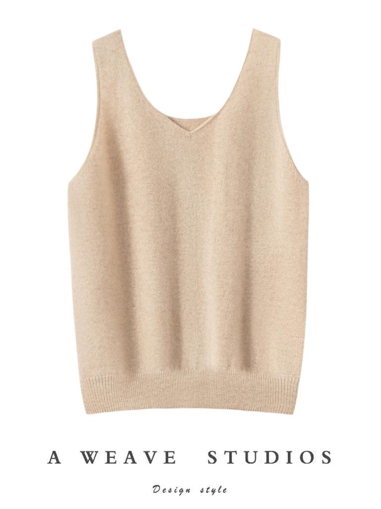 Women's Reversible 100% Cashmere Sleeveless Knit Pullover Vest