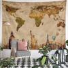 Vintage world landmark map tapestry, perfect for bedroom and living room home decor and sofas.