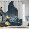 Cortina de Chuveiro para Acampamento ao Ar Livre Estampa de Lua Estrelas Floresta Tendas Decoração de Banho Tecido à Prova d'Água Decoração