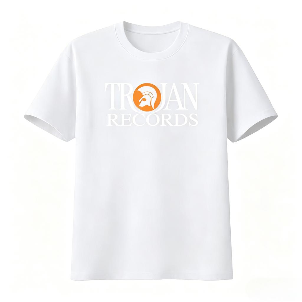 Trojan Records Etichetta Britannica Logo T-shirt da Uomo Stampa Bianca Nera Moda Ispirata alla Musica Statement Uomo Donna Estate 2026 T-shirt