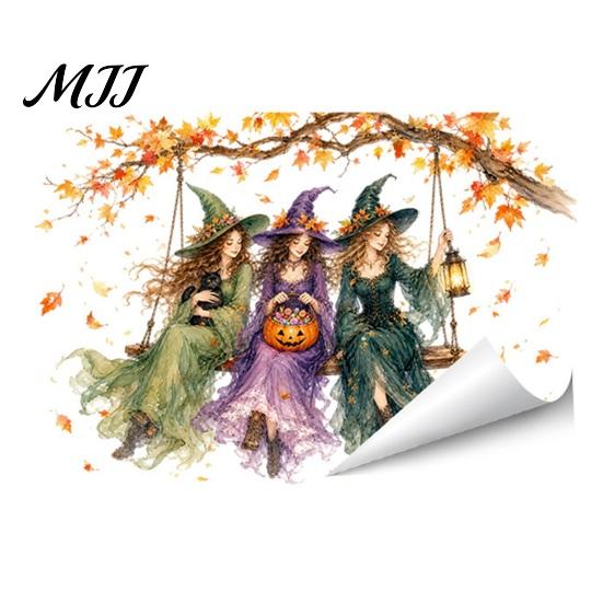 Gift for Halloween Party Setup Window Static Sticker, Castle/Bat/Pumpkin/Bouquet Printed, PVC Waterproof Removable Decorative Clings Decals