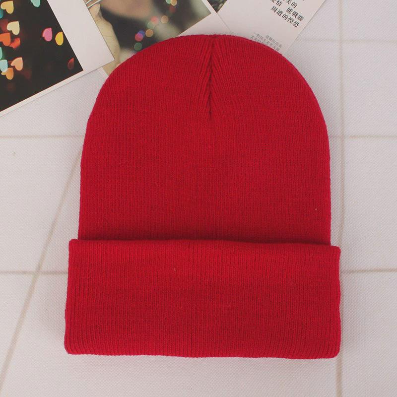 Solid Color Knitted Hat Harajuku Versatile Thin Wool Hat Autumn and Winter Bag Head Warm Melon Fur Hat Men's Cold Hat Women