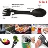 5 i 1 multiverktygsgaffel i rostfritt stål Spork Picnic Camp Multi Tool Bestick Bestick Burköppnare