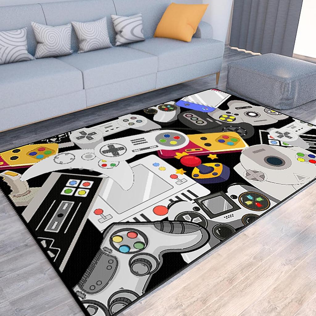 Neon Light Game Controller Anti Slip Carpet Mat Decoration Game Room Space Galaxy Pattern Floor Mat Home Living Room Decoration