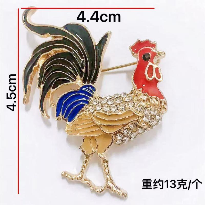 [Professional Chicken] Zodiac Chicken Brooch Men's and Women's Life Jewelry Cute Gold Corsage Badge