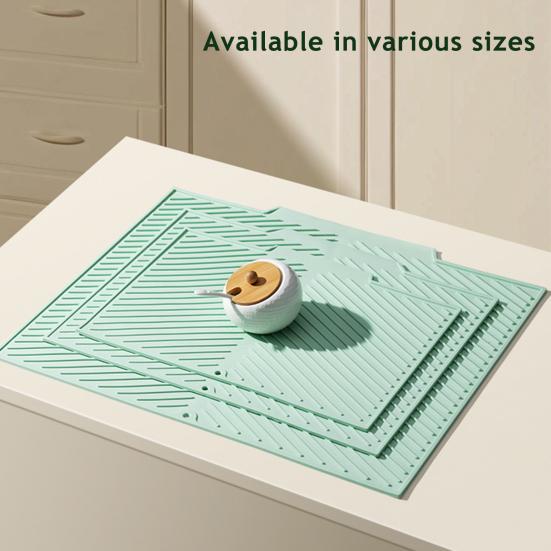 Covoraș din silicon pentru uscat vase pentru blat de bucătărie Drenaj rapid Rezistent la căldură Suport pentru oale Covoraș din silicon Anti-alunecare Pad protector pentru tocător