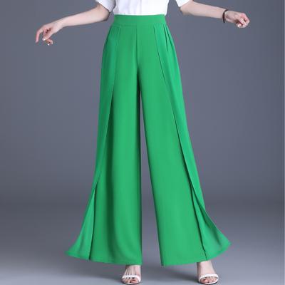 Pantaloni estivi in ​​chiffon a gamba larga Pantaloni a vita alta moda donna