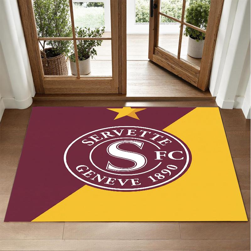 Servette FC Design Křišťálový Sametový Koberec Měkká Dekorativní Rohožka pro Ložnici Vstup