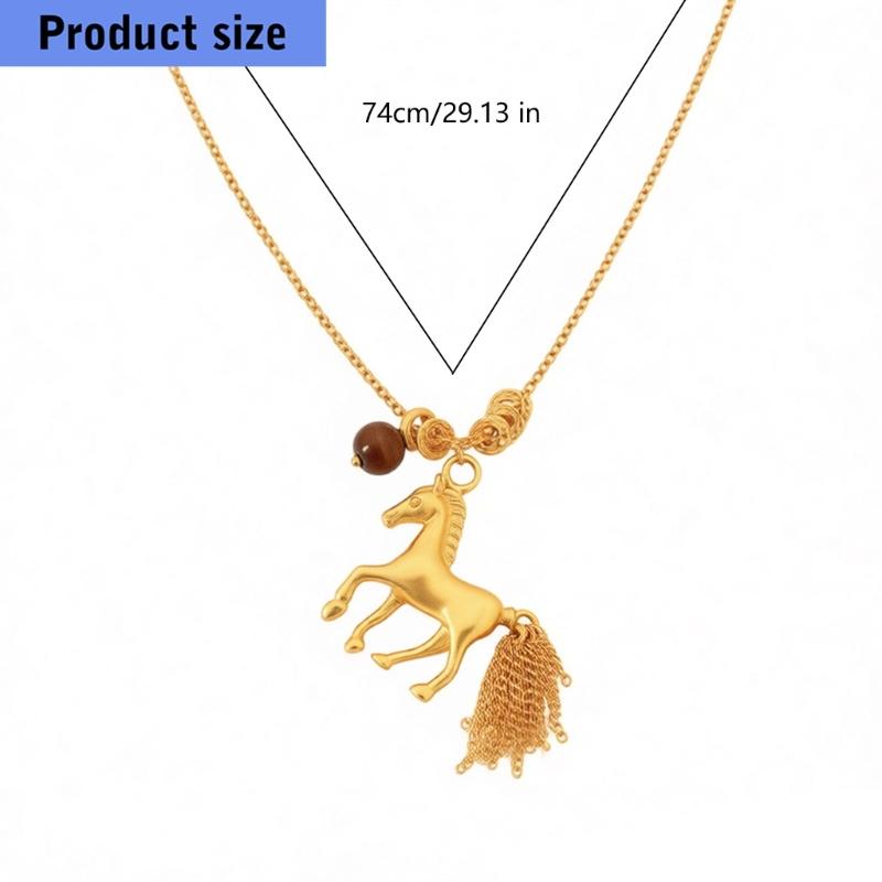 Horse Zodiacs Themed Gift Necklace Featuring Horse Pendant Vintage Metal Finish Ideal for Birth Year Celebrations