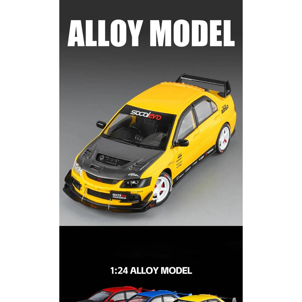 1/24 Mitsubishi Lancer Evolution IX EVO Modified Car Alloy Car Model Sound and Light Children's Toy Collectibles Birthday Gift