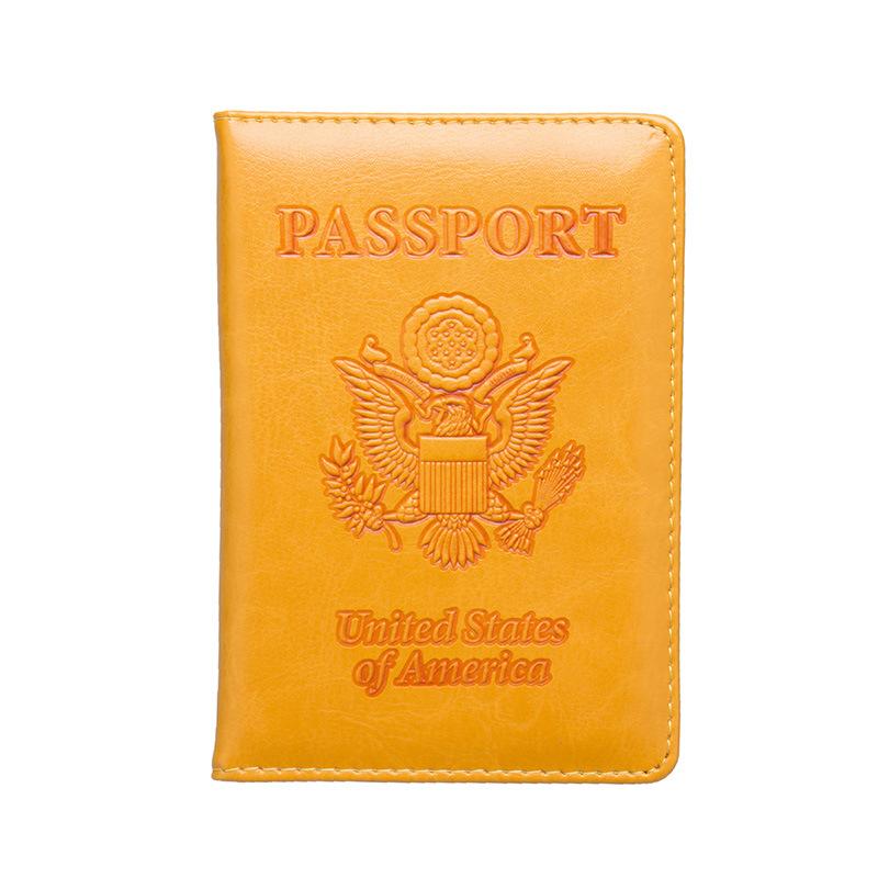 New US Passport Holder Leather Thin Passport Covers Golden Copper Corner Id Card Holder Plane Ticket Holder Travel Accessories