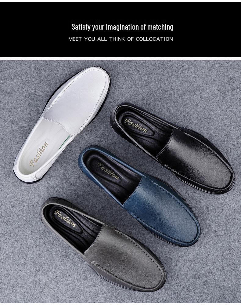 Men's Genuine Leather Casual Loafers - Breathable, Versatile, Soft Sole, for All Seasons (Available in Black and White)