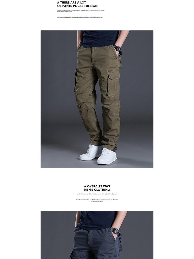Men's Casual Workwear Pants - Wear-Resistant, Loose-Fit, Straight-Leg with Multi-Pockets for Spring and Autumn