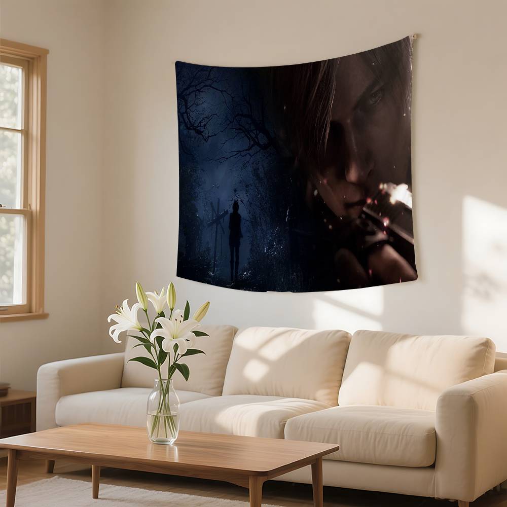 Game RResident Leon Kennedy Evil Tapestry Wall Hanging Tapestry Art Deco Blanket Curtain Hanging Home Bedroom Living Room Decor