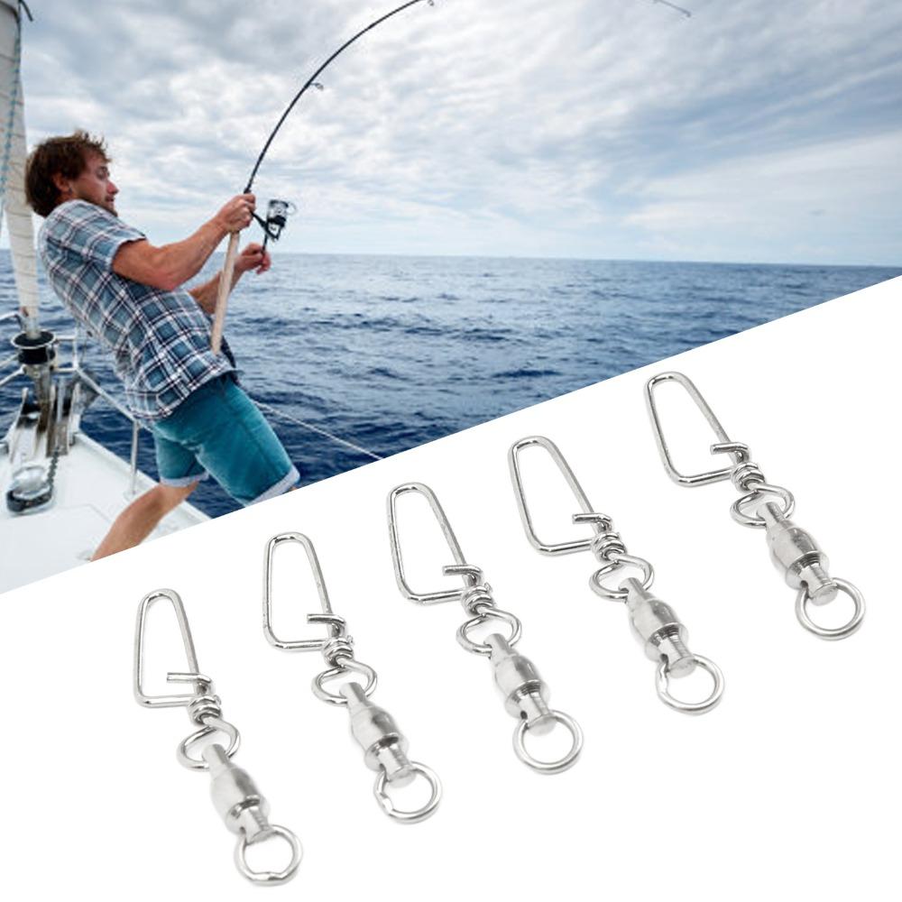 50PCS 2 Sizes Ball Bearing Swivels Stainless Steel Leader Connector  Fishing Tackle