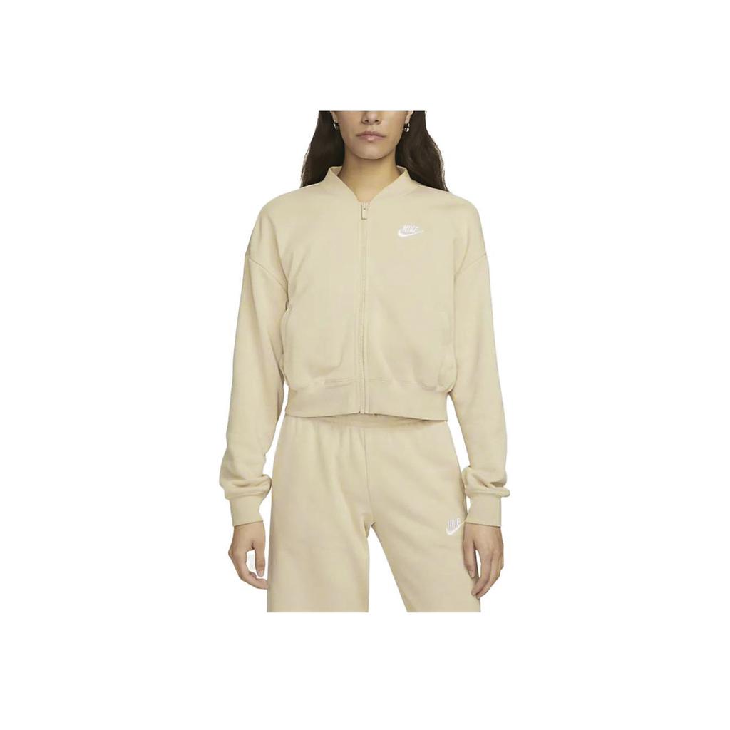 Nike Sportswear Solid Color Zip-Up Cropped Casual Jacket Women Outerwear Sand-Dune White FB7279-126