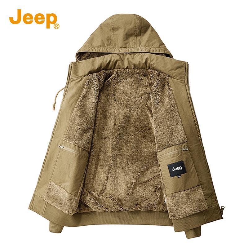 Jeep Men's Detachable Hooded Cotton Casual Jacket