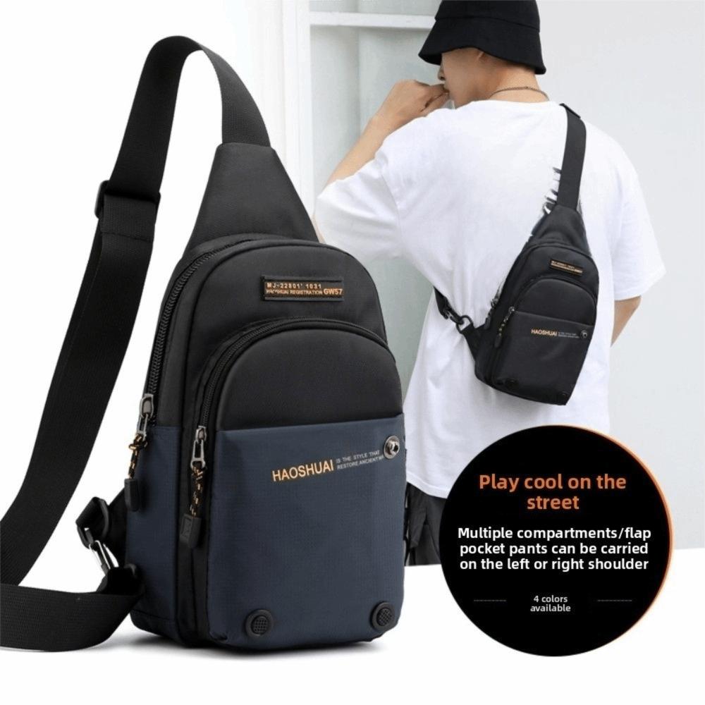 Large Capacity Sports Chest Bag Waterproof Nylon Shoulder Bag Fashion Men's Crossbody Bag  Unisex