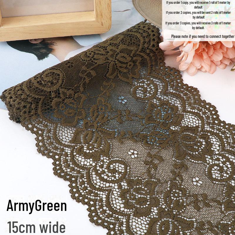 15cm Szeroka Miękka Elastyczna Koronka do Dekoracji Ubrań i Spódnic DIY w Kolorze Białym lub Czarnym