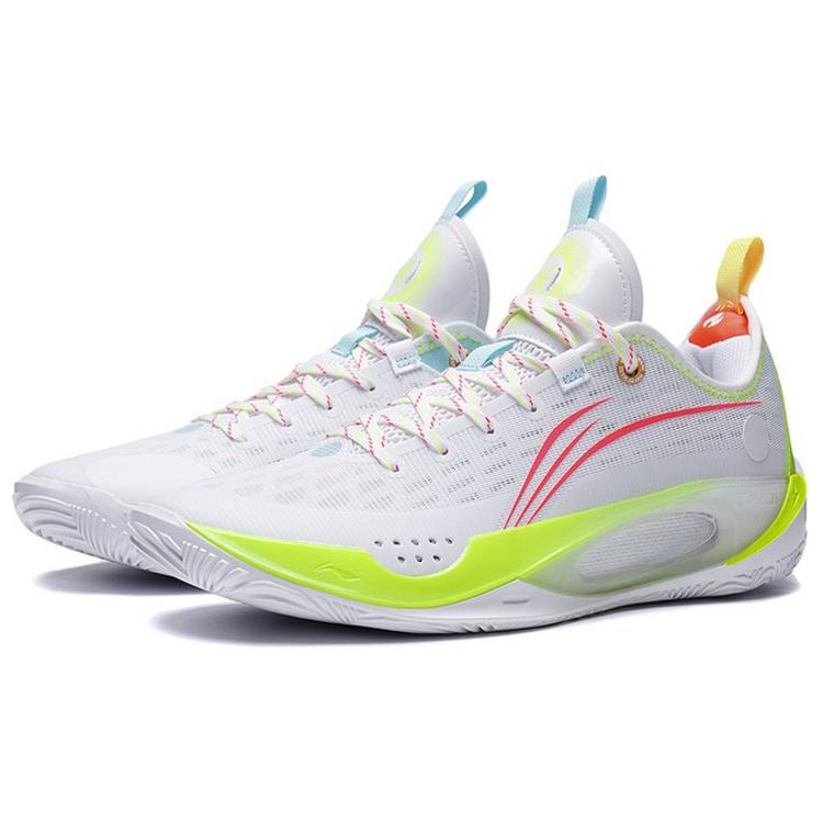Li Ning Wade 808 2 Basketball Shoes Men's Low Top Standard White/Neon Fruit Red ABPS037-5