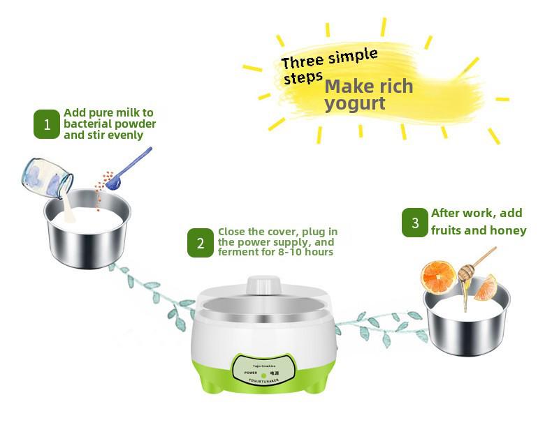 Intelligent Mini Yogurt Maker: Automatic Stainless Steel Liner for Home Use