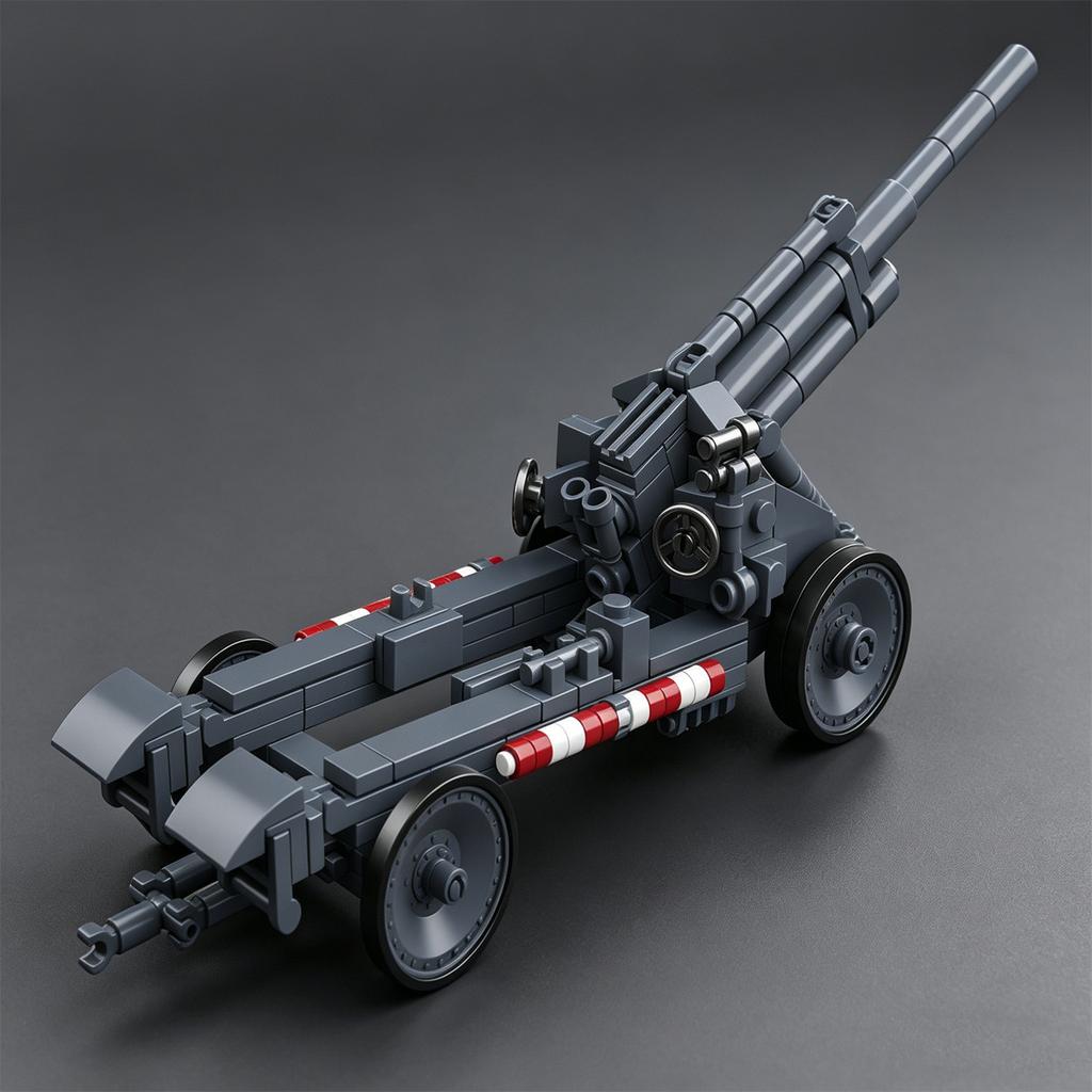 World War II Infantry Division Heavy Artillery SFH 181.5 cm Howitzer Assembly Model Building Block Cannon Toy Model
