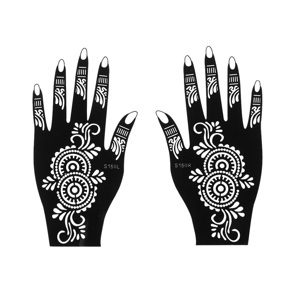 2PCS Henna Tattoo Stencils Flower Tattoo Template Temporary Hand Decal for Women DIY Body Art Henna Template Tattoos