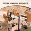 Handmade Metal Drummer Windmill, Drummer Windmill Garden Decoration, Percussionist Music Figurines,Fun Wind-Powered Sculpture